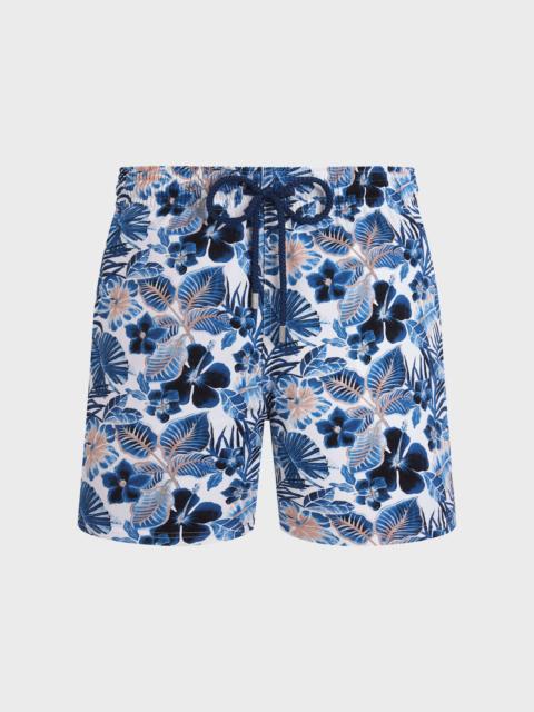 MEN STRETCH SHORT SWIM TRUNKS ISLAND FLOWERS