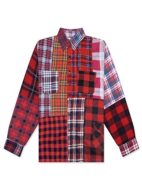STRAIGHT HEM FLANNEL SHIRT - ASSORTED