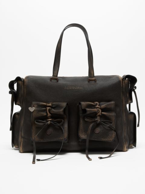 Multipocket tote bag - Dark brown/beige