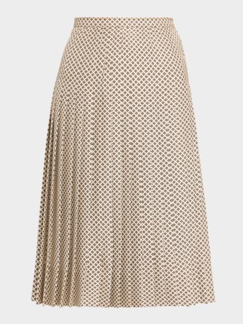 Clea Pleated Silk Midi Skirt