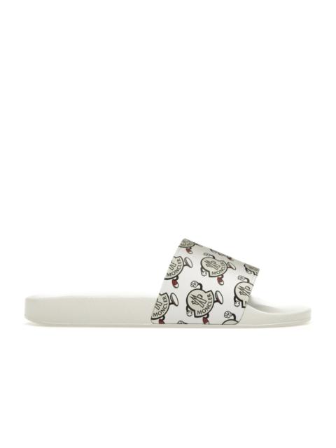 Moncler Basile Slide Logo Print White