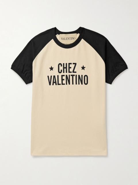 Slim-Fit Colour-Block Logo-Print Cotton-Jersey T-Shirt Cream