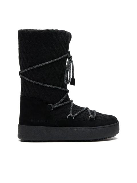 knit-upper lace-up boots