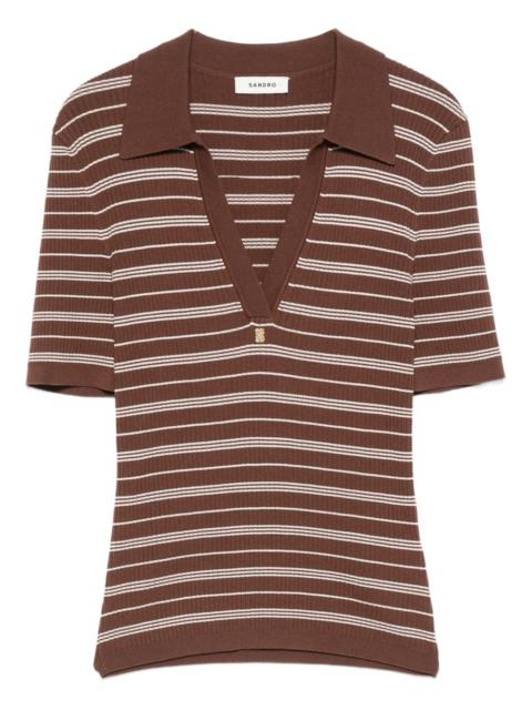 striped V-neck T-shirt