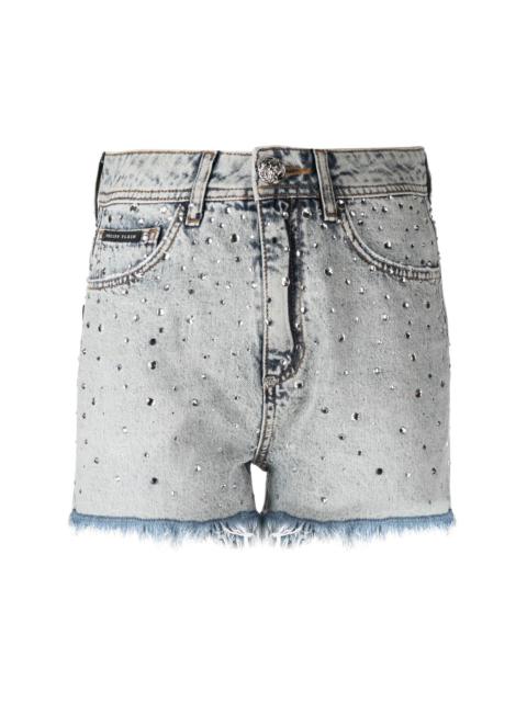 logo-patch crystal-embellished shorts