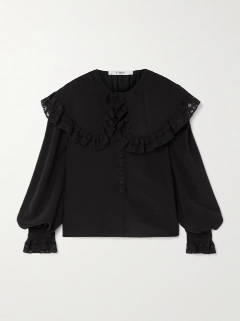 Lace-trimmed Organic Silk Blouse