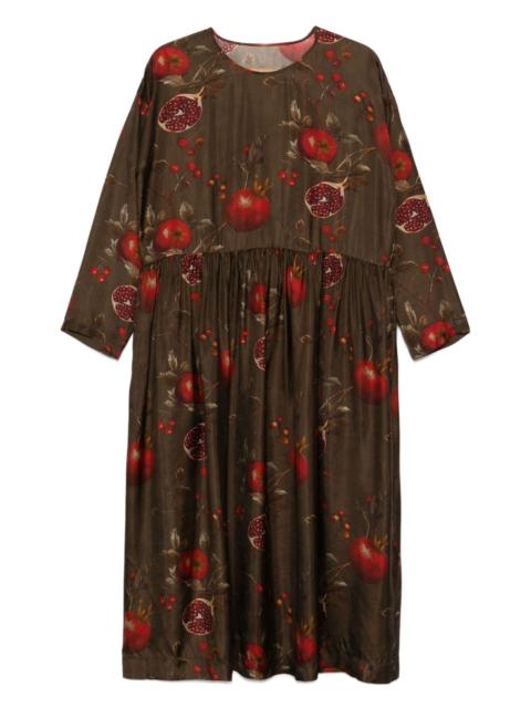 pomegranate-print gathered dress
