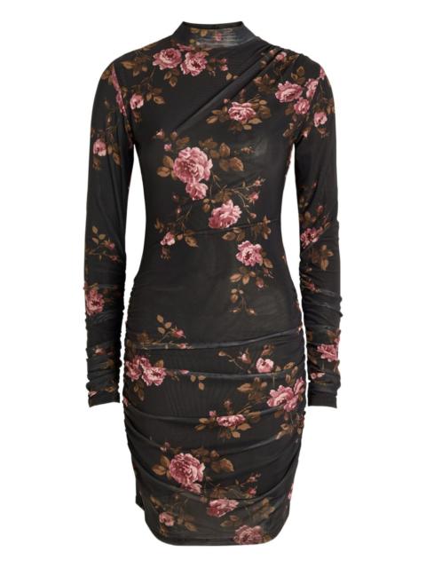 floral-pattern ruched dress