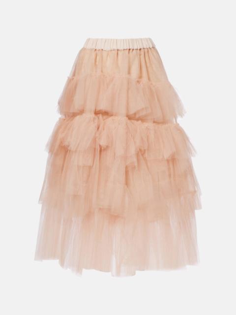 Ruffled tulle midi skirt
