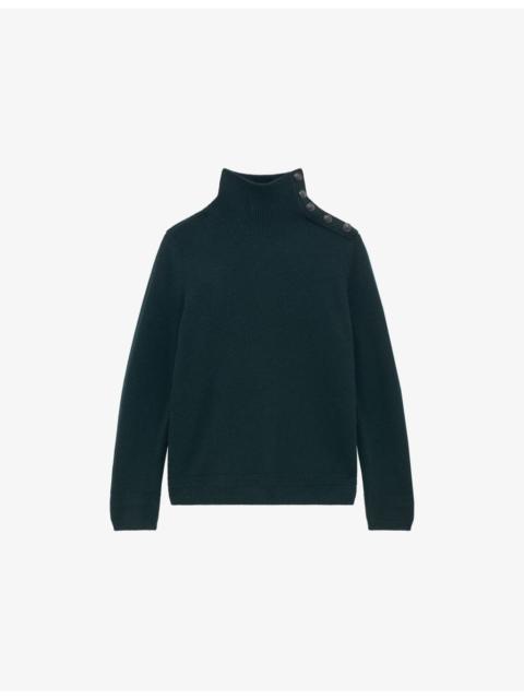 Funnel-Neck Wool Knitted Jumper