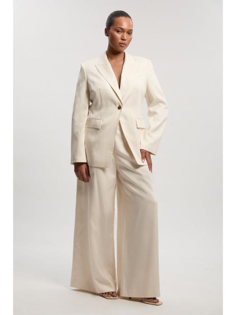 Plus Size Tailored Linen Single Breasted Blazer