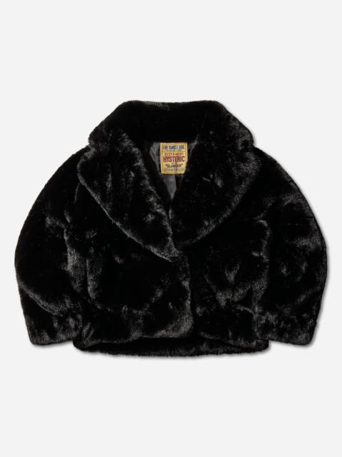 Women's Fire Bear Embroidered Faux Fur Blouson Black