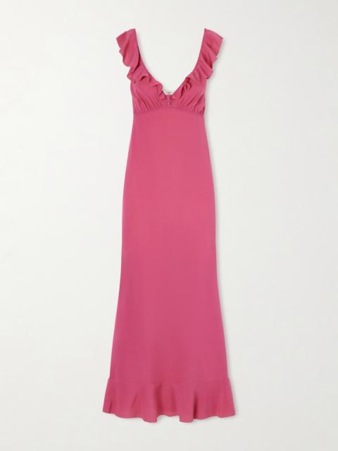 Ruffled Silk-chiffon Midi Dress