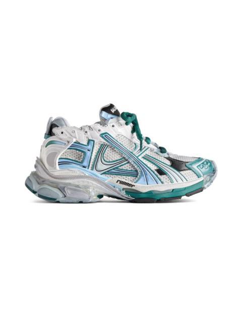 Women's Runner Sneaker  in White/green/blue