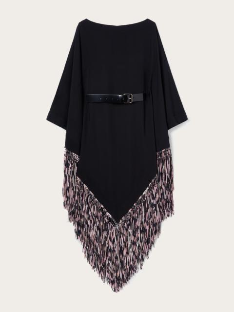 KAFTAN WITH EMBROIDERED FRINGES