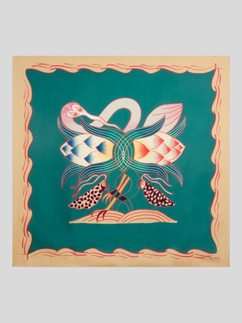 SILK SCARF WITH PLACED MOTIF