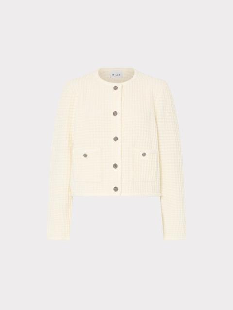 Sade Textured Crewneck Cardigan Jacket
