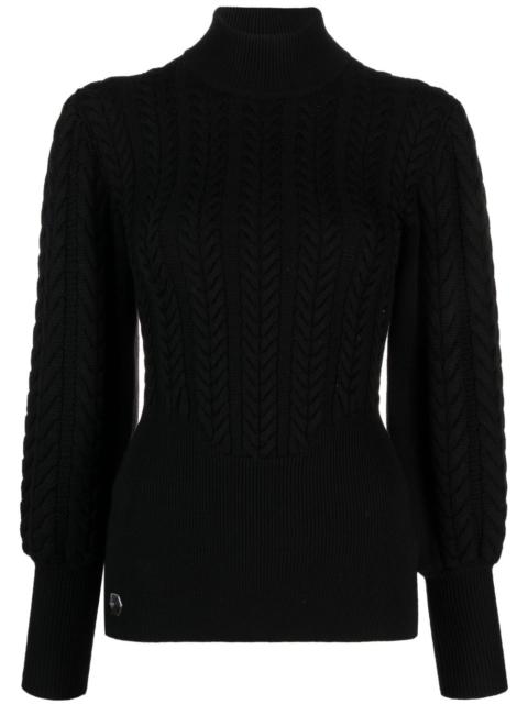 cable-knit high-neck jumper