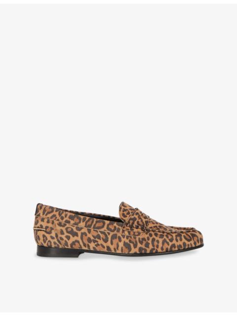 Leopard-Print Leather Loafers