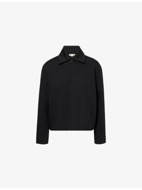 Collared Half-Zip Stretch-Cotton Top