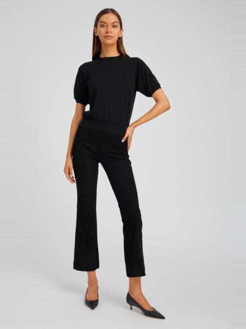 BLACK SUEDE ANKLE FLARE LEGGING