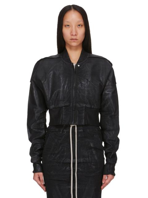 Black Hollywood Cropped Denim Flight Jacket