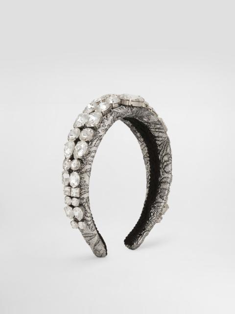 Floral jacquard headband with embroidery