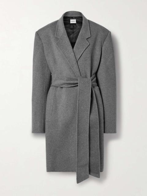 Annly belted wool-felt coat