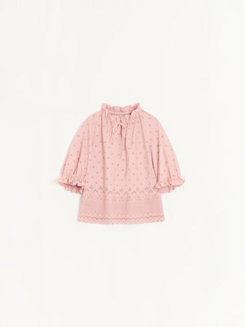 SANGALLO LACE TOP WITH FLEURS AJOURS MARGHERITINE PATTERN