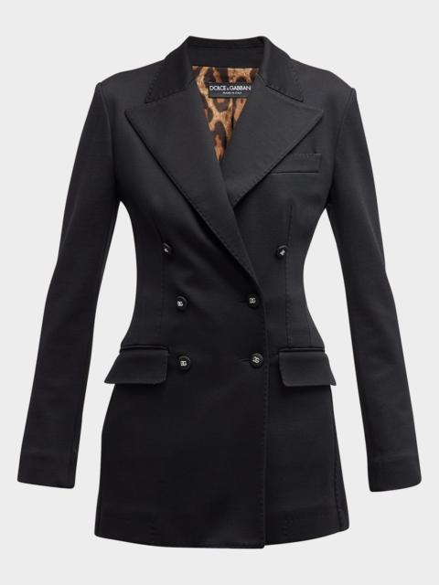 Long Tailored Blazer Jacket with Button Detail