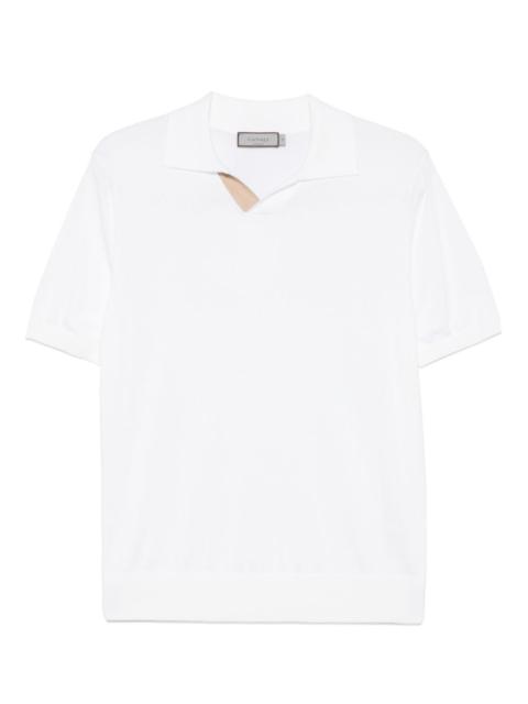 suede-detail polo shirt