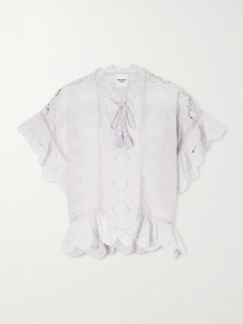 Payton Lace-trimmed Embroidered Cotton Blouse