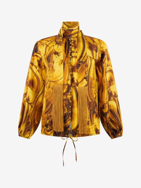 Tigereye Print Silk Shirt