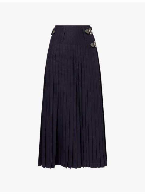 Raw-Edge Belted Wool Kilt