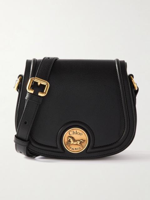 Horse Medal small textured-leather shoulder bag Black