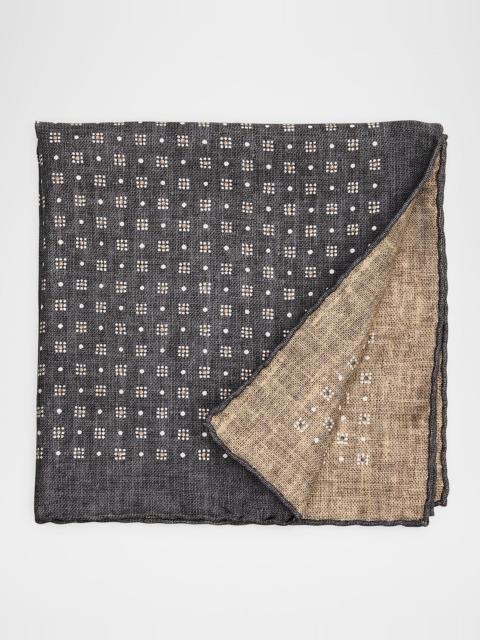 Men's Double-Face Geometric Silk Pocket Square
