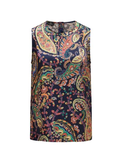 paisley-print sleeveless blouse