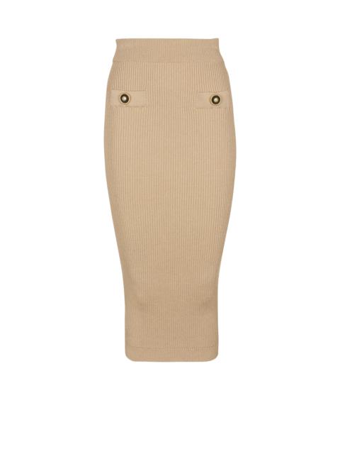 Midi skirt in a plain ribbed knit