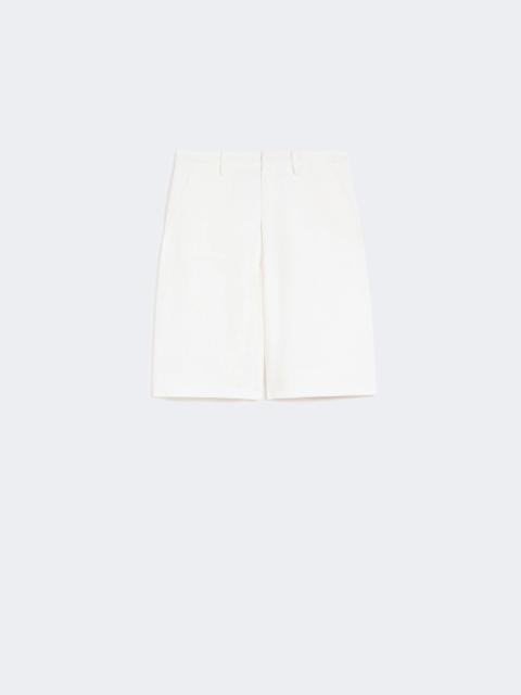 Cotton and linen drill Bermuda shorts - WHITE