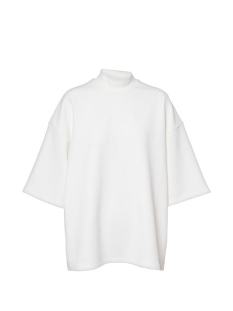 high-neck short-sleeve top