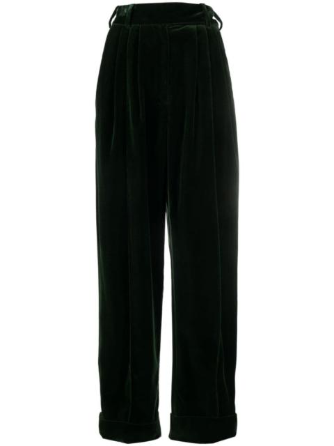 high-waisted velvet trousers