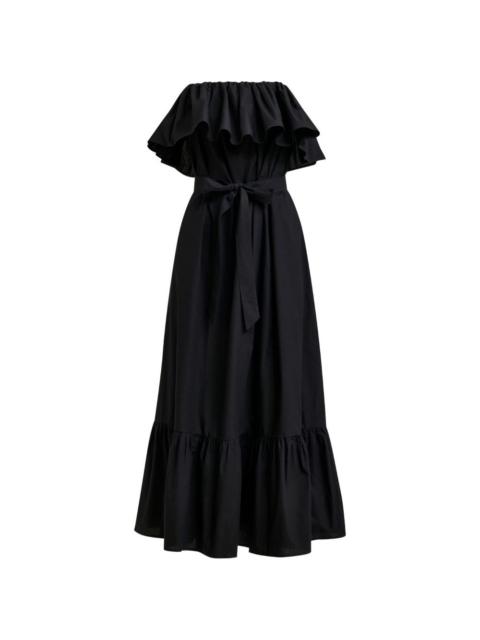 ruffled belted maxi dress