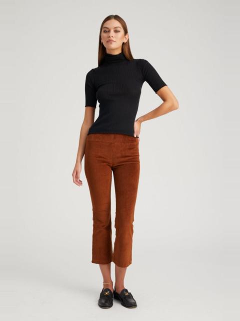 DARK COGNAC CORDUROY CROP FLARE PANTS