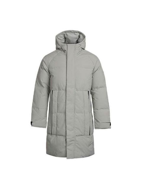 adidas Solid Color Zipper hooded down Jacket Gray FT2489