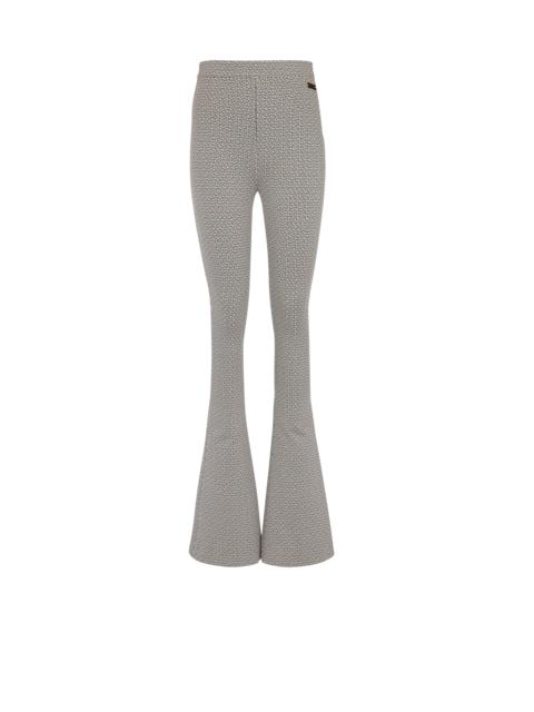 Flared monogrammed jacquard trousers