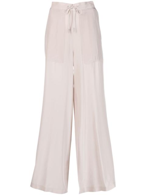 drawstring-waist straight-leg trousers