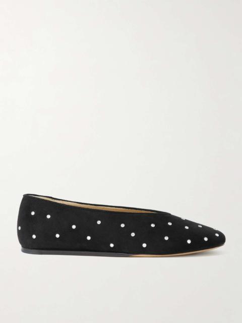 Regency crystal-embellished suede ballet flats
