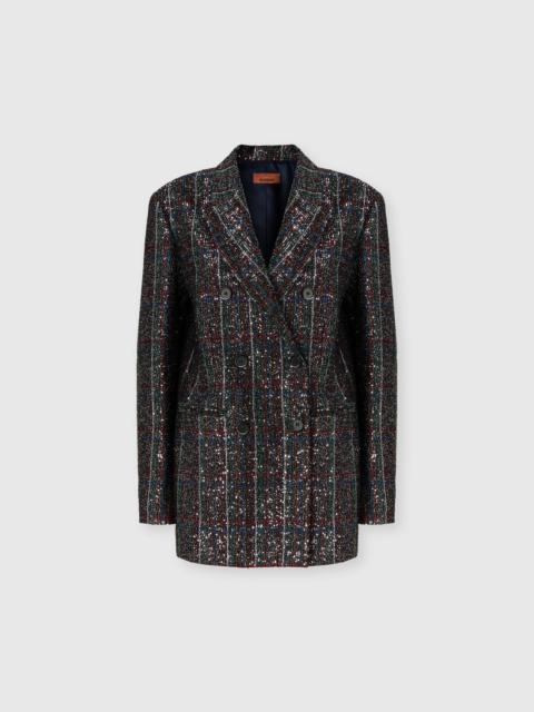 Double-breasted blazer with check pattern