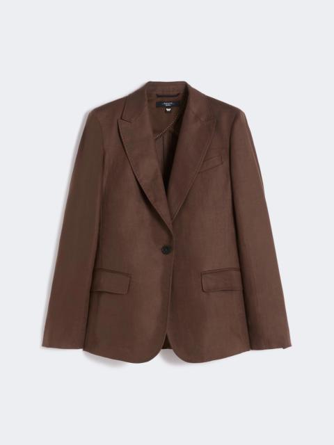 Linen canvas blazer - CHOCOLATE