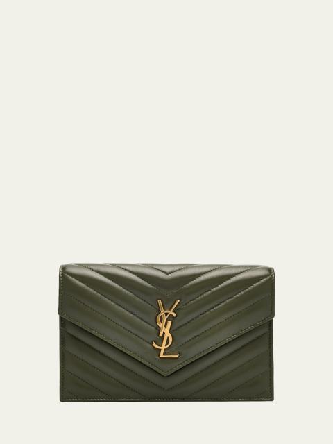 Small YSL Wallet on Chain in Grain Leather